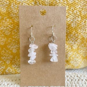 Dangle Rose Quartz Crystal Earrings